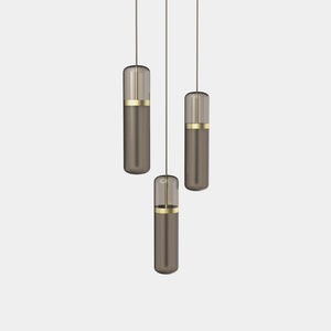 EMPTY STATE Pendant Chandelier Brushed Brass / Smoked Pill Shaped Pendant Light S36-02