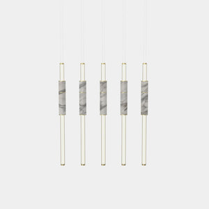 EMPTY STATE Pendant Chandelier Brushed Brass / White Light Pipe S58-15 Pendant Light