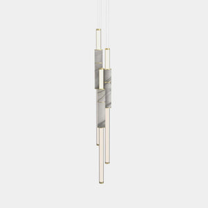 EMPTY STATE Pendant Chandelier Brushed Brass / White Light Pipe S58-16 Pendant Light