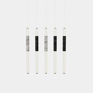 EMPTY STATE Pendant Chandelier Burnished Brass / Black / White Light Pipe S58-15 Pendant Light