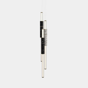 EMPTY STATE Pendant Chandelier Burnished Brass / Black / White Light Pipe S58-16 Pendant Light