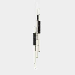 EMPTY STATE Pendant Chandelier Burnished Brass / Black / White Light Pipe S58-17 Pendant Light