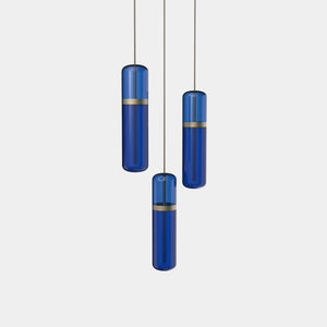 EMPTY STATE Pendant Chandelier Burnished Brass / Blue Pill Shaped Pendant Light S36-02