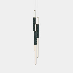 EMPTY STATE Pendant Chandelier Burnished Brass / Green Light Pipe S58-16 Pendant Light