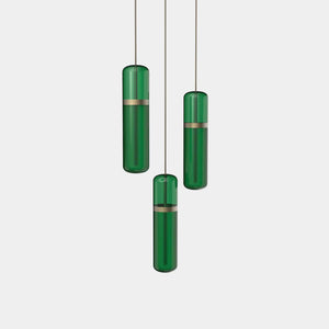 EMPTY STATE Pendant Chandelier Burnished Brass / Green Pill Shaped Pendant Light S36-02