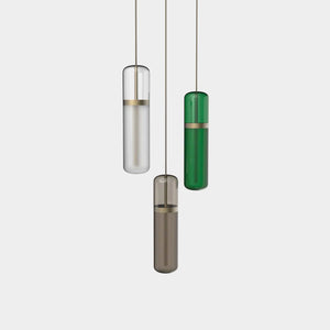 EMPTY STATE Pendant Chandelier Burnished Brass / Opal / Smoked / Green Pill Shaped Pendant Light S36-02