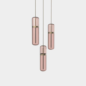 EMPTY STATE Pendant Chandelier Burnished Brass / Pink Pill Shaped Pendant Light S36-02