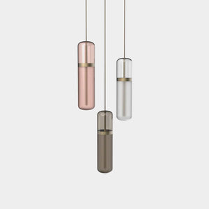 EMPTY STATE Pendant Chandelier Burnished Brass / Pink / Smoked / Opal Pill Shaped Pendant Light S36-02