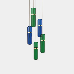 EMPTY STATE Pendant Chandelier Polished Brass / Blue / Green Pill S36-04 Pendant Light