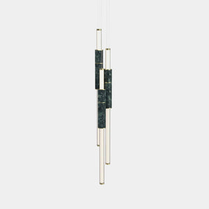 EMPTY STATE Pendant Chandelier Polished Brass / Green Light Pipe S58-16 Pendant Light