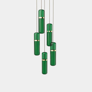 EMPTY STATE Pendant Chandelier Polished Brass / Green Pill S36-03 Pendant Light