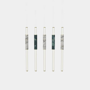 EMPTY STATE Pendant Chandelier Polished Brass / Green / White Light Pipe S58-15 Pendant Light