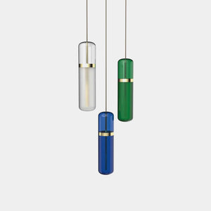 EMPTY STATE Pendant Chandelier Polished Brass / Opal / Blue / Green Pill Shaped Pendant Light S36-02