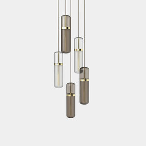 EMPTY STATE Pendant Chandelier Polished Brass / Opal / Smoked Pill S36-04 Pendant Light