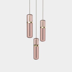 EMPTY STATE Pendant Chandelier Polished Brass / Pink Pill Shaped Pendant Light S36-02