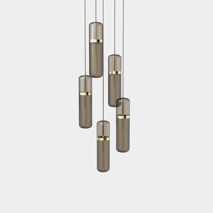 EMPTY STATE Pendant Chandelier Polished Brass / Smoked Pill S36-03 Pendant Light