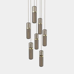 EMPTY STATE Pendant Chandelier Polished Brass / Smoked Pill S36-04 Pendant Light