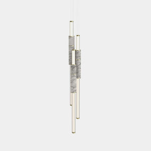 EMPTY STATE Pendant Chandelier Polished Brass / White Light Pipe S58-16 Pendant Light