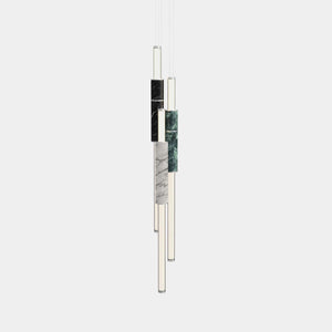 EMPTY STATE Pendant Chandelier Silver Anodised / Black / White / Green Light Pipe S58-16 Pendant Light