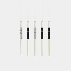 EMPTY STATE Pendant Chandelier Silver Anodised / Black / White Light Pipe S58-15 Pendant Light