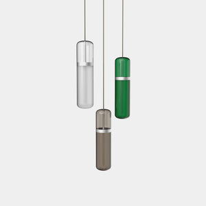 EMPTY STATE Pendant Chandelier Silver Anodised / Opal / Smoked / Green Pill Shaped Pendant Light S36-02