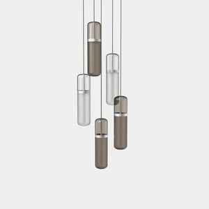 EMPTY STATE Pendant Chandelier Silver Anodised / Opal / Smoked Pill S36-04 Pendant Light