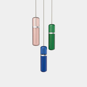 EMPTY STATE Pendant Chandelier Silver Anodised / Pink / Blue / Green Pill Shaped Pendant Light S36-02