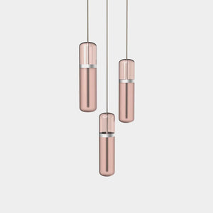 EMPTY STATE Pendant Chandelier Silver Anodised / Pink Pill Shaped Pendant Light S36-02