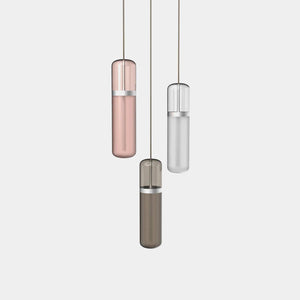 EMPTY STATE Pendant Chandelier Silver Anodised / Pink / Smoked / Opal Pill Shaped Pendant Light S36-02