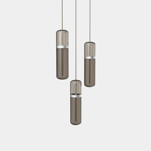 EMPTY STATE Pendant Chandelier Silver Anodised / Smoked Pill Shaped Pendant Light S36-02