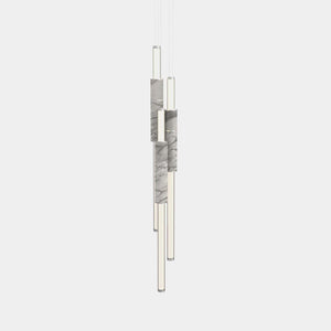 EMPTY STATE Pendant Chandelier Silver Anodised / White Light Pipe S58-16 Pendant Light