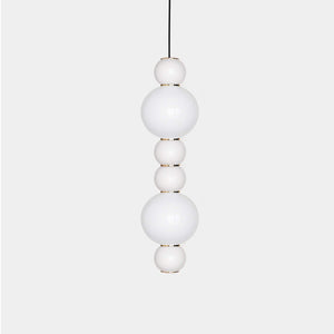 FORMAGENDA Pendant Light Opal White Glossy / White / Gold Pearls A Double Suspension Light