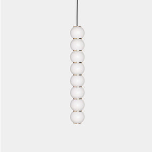 FORMAGENDA Pendant Light Opal White Glossy / White / Gold Pearls B Double Suspension Light