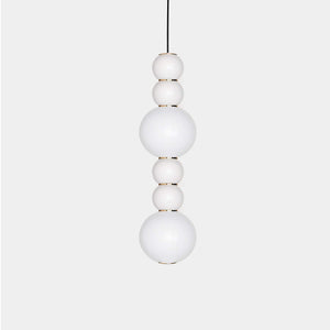 FORMAGENDA Pendant Light Opal White Glossy / White / Gold Pearls D Double Suspension Light