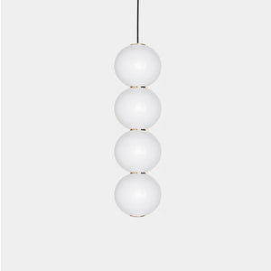 FORMAGENDA Pendant Light Opal White Glossy / White / Gold Pearls E Double Suspension Light