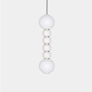 FORMAGENDA Pendant Light Opal White Glossy / White / Gold Pearls F Double Suspension Light