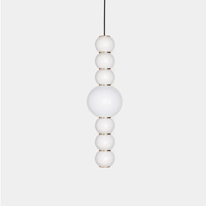 FORMAGENDA Pendant Light Opal White Glossy / White / Gold Pearls G Double Suspension Light