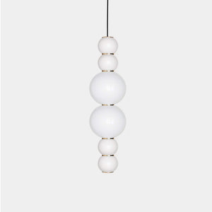 FORMAGENDA Pendant Light Opal White Glossy / White / Gold Pearls H Double Suspension Light