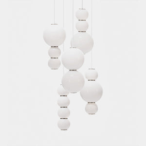 FORMAGENDA Pendant Light Transparent Frosted Matte / White / Gold Pearls Five Cluster Chandelier Stretch A-E