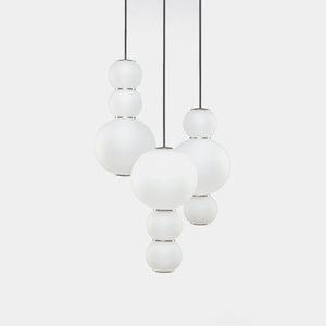 FORMAGENDA Pendant Light Transparent Frosted Matte / White / Gold Pearls Three Cluster Chandelier