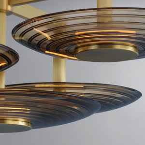 Hudson Valley Lighting Ceiling Light Ribbed Clear Smoke / Aged Brass Griston Semi Flush Ceiling Light