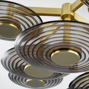 Hudson Valley Lighting Ceiling Light Ribbed Clear Smoke / Aged Brass Griston Semi Flush Ceiling Light