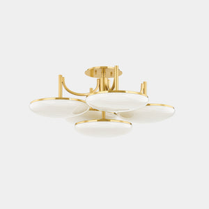 Hudson Valley Lighting Chandelier Glass - Cloud Etched Inside / Aged Brass Bregman Semi Flush Ceiling Light