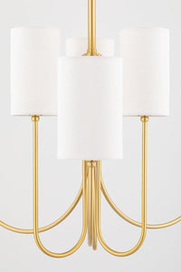 Hudson Valley Lighting Chandelier White Linen / Aged Brass Harlem Six-Light Chandelier