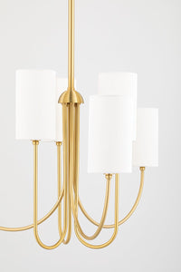 Hudson Valley Lighting Chandelier White Linen / Aged Brass Harlem Six-Light Chandelier