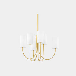 Hudson Valley Lighting Chandelier White Linen / Aged Brass Harlem Six-Light Chandelier