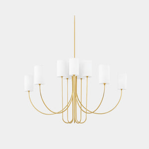 Hudson Valley Lighting Chandelier White Linen / Aged Brass Harlem Ten-Light Chandelier