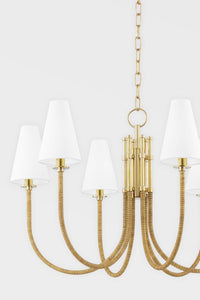 Hudson Valley Lighting Chandelier White Linen / Aged Brass Ripley Six-Light Chandelier