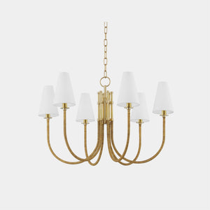 Hudson Valley Lighting Chandelier White Linen / Aged Brass Ripley Six-Light Chandelier