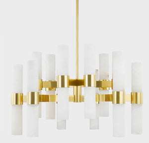 Hudson Valley Lighting Pendant Light Alabaster / Aged Brass Stowe 24-Light Chandelier